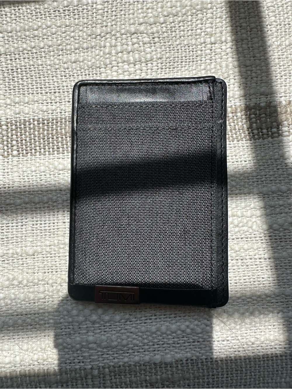 Tumi Black Canvas and Leather Slim Card Holder